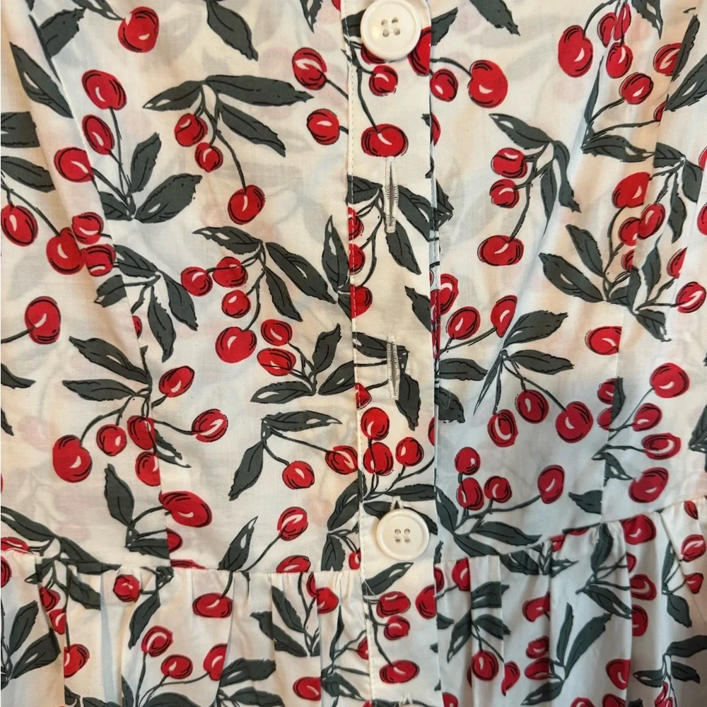 Chic Floral Midi Dress - White and Red - Picture 3 of 10